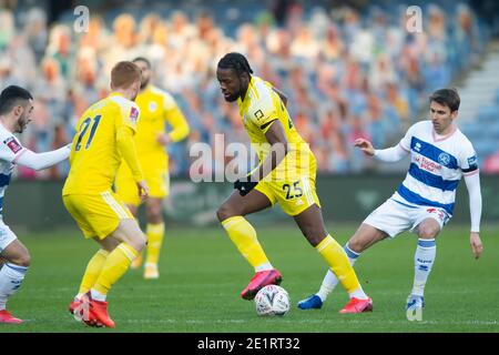 London, UK. 09th Jan, 2021. Joshua Onomah of Fulham during the The FA Cup 3rd Round match between Queens Park Rangers and Fulham at The Kiyan Prince Foundation Stadium, London, England on 9 January 2021. Photo by Salvio Calabrese. Editorial use only, license required for commercial use. No use in betting, games or a single club/league/player publications. Credit: UK Sports Pics Ltd/Alamy Live News Stock Photo