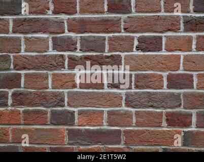 Background of terracotta brickwork in various shades of brown orange Stock Photo
