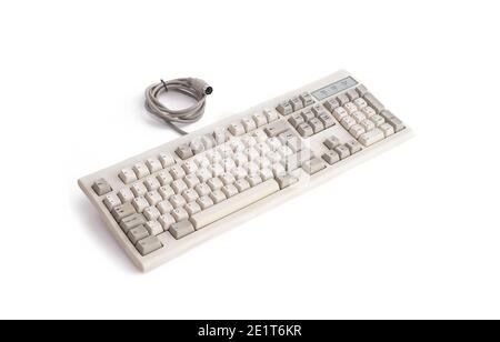 Vintage Mechanical Computer Keyboard Isolated On White Background Stock Photo