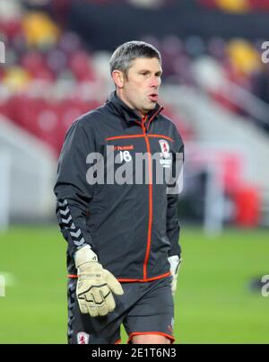 Brentford, UK. 09th Jan, 2021. Middlesbrough goalkeeper coach Ian Bennett before the FA Cup match at the Brentford Community Stadium, Brentford Picture by Mark Chapman/Focus Images/Sipa USA ? 09/01/2021 Credit: Sipa USA/Alamy Live News Stock Photo