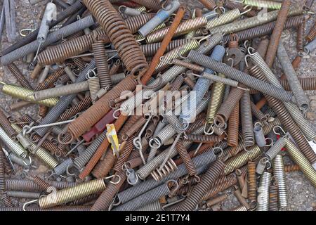 Used coils springs various shape size and dimensions Stock Photo