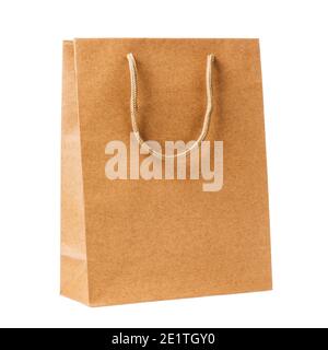 Blank paper bag isolated on white background. Stock Photo