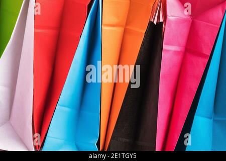 Abstract background from multicolored paper bags. Stock Photo