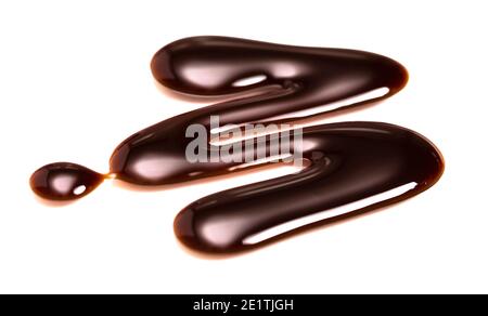 A Swirl of Chocolate Sauce Isolated on a White Background Stock Photo