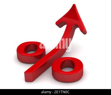 Increased Interest Rates Sign Percent sign and growing arrow as finance prosperity concept ...