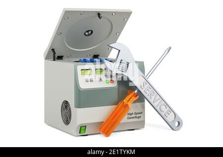 Repair and service of laboratory centrifuge, 3D rendering isolated on ...