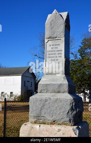 A 1910 memorial column in North Carolina dedicated to African American soldiers who fought for the Union during the American Civil War Stock Photo