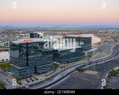 Tempe, JAN 1, 2021 - High angle view of the Tempe cityscape from A Mountain Stock Photo