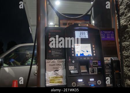 January 9, 2021: A man enters a Costco gas station in San Diego 