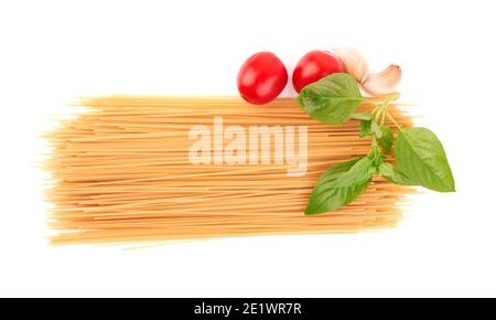 Raw spaghetti isolated on a white background Stock Photo