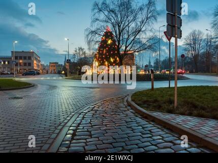 LATVIA, LIEPAJA - 31 DECEMBER: Liepaja is a city in Latvia. View to the street in lockdown time on 31 December 2020, Liepaja, Latvia. Stock Photo