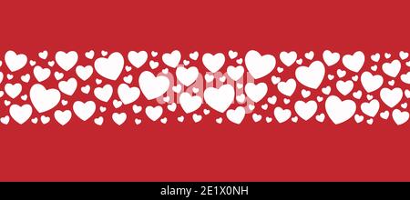 Seamless pattern with white hearts on a red background. Ornament love symbol, Valentine's Day. Stock Photo