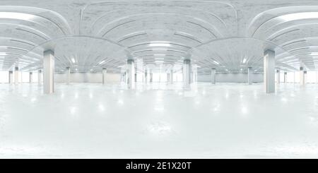 360 degree equi rectangular panorama of white bright office building 3d render illustration Stock Photo