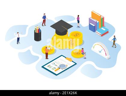 invest in education concept with modern isometric or 3d style vector illustration Stock Photo