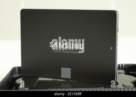 Moscow, Russia - 5 December 2020: Samsung SSD Solid State Drive, Illustrative Editorial. Stock Photo
