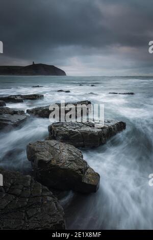 The view to Clavells Tower at Kimmeridge Dorset Stock Photo