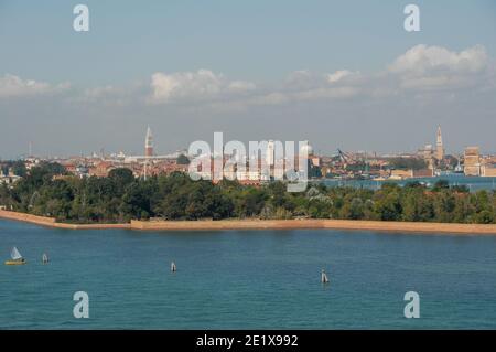 Panoramic view of the La Certosa Island at the entrance to the Venice Italy Stock Photo