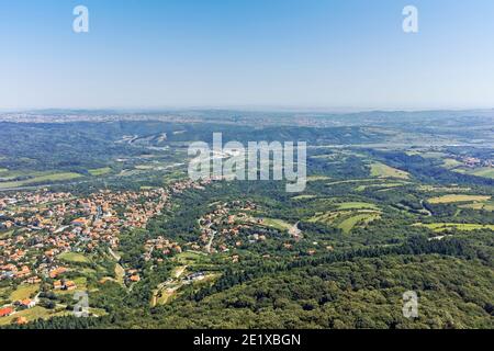 Amazing panoramic view from Avala Tower near city of Belgrade, Serbia Stock Photo