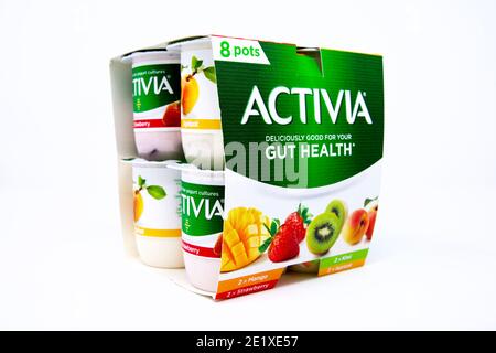 Activia Mixed Fruit Yogurts Stock Photo