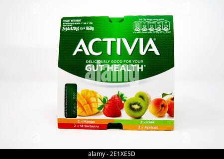 Activia Mixed Fruit Yogurts Stock Photo