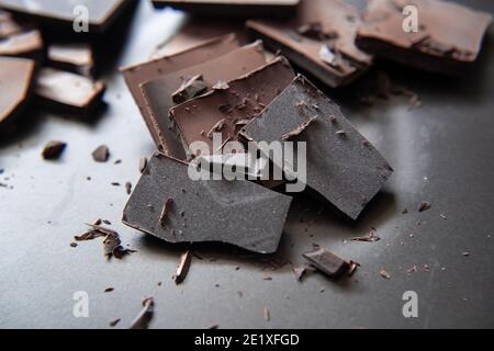 crushed chocolate on a dish background Stock Photo