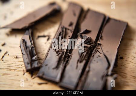crushed chocolate on a dish background Stock Photo