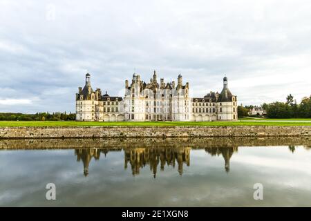 Golden hour at Chambord Chateau Stock Photo