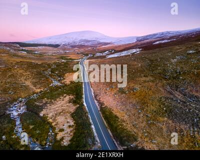 Wicklow, Ireland Aerial view on winter scenic road in Wicklow Mountains, Ireland Stock Photo