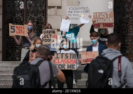 Leeds, UK - August 18 2020: Students in Leeds protest the governments handling of exam results Stock Photo