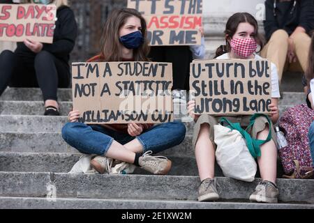 Leeds, UK - August 18 2020: Students in Leeds protest the governments handling of exam results Stock Photo