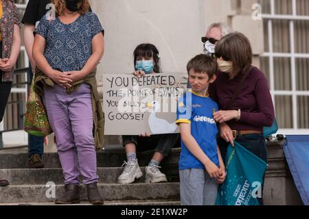 Leeds, UK - August 18 2020: Students and teachers in Leeds protest the governments handling of exam results Stock Photo