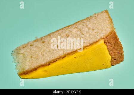 Lemon half moon / Lemon moon (citronhalvmåne/citronmåne), slice; a pound cake made by the Danish company Dan Cake Stock Photo