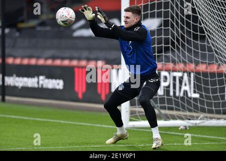 OLDHAM, ENGLAND. JAN 9TH Oldham Athletic's Ian Lawlor (Goalkeeper) before the FA Cup match between Bournemouth and Oldham Athletic at the Vitality Stadium, Bournemouth on Saturday 9th January 2021. (Credit: Eddie Garvey | MI News) Credit: MI News & Sport /Alamy Live News Stock Photo