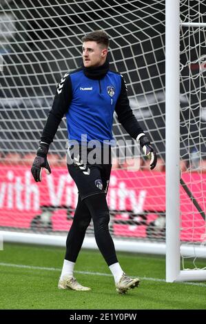 OLDHAM, ENGLAND. JAN 9TH Oldham Athletic's Ian Lawlor (Goalkeeper) before the FA Cup match between Bournemouth and Oldham Athletic at the Vitality Stadium, Bournemouth on Saturday 9th January 2021. (Credit: Eddie Garvey | MI News) Credit: MI News & Sport /Alamy Live News Stock Photo