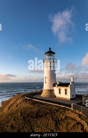 WA20047-00.....WASHIHGTON -  North Head Lighthouse in Cape Disappointment State Park. Stock Photo