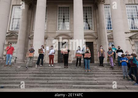 Leeds, UK - August 18 2020: Students and teachers in Leeds protest the governments handling of exam results Stock Photo