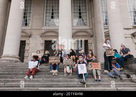 Leeds, UK - August 18 2020: Students and teachers in Leeds protest the governments handling of exam results Stock Photo