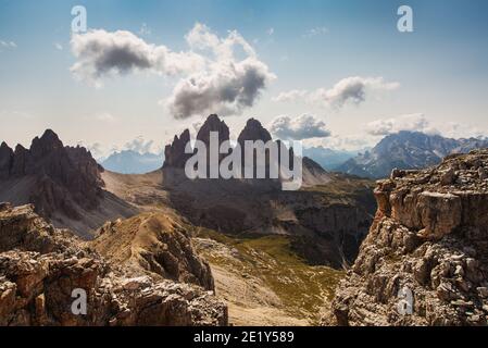 Panorama of the three peaks of lavaredo Stock Photo