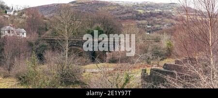 View of Abandoned viaduct that was used in south wales uk during the 1900's. viaduct running from Brynmawr to abergavenny Stock Photo