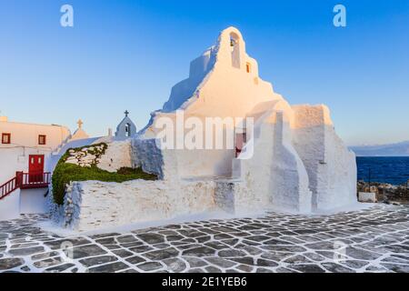 Whitewashed church 'Our Lady of the Side Gate' at sunrise. Stock Photo