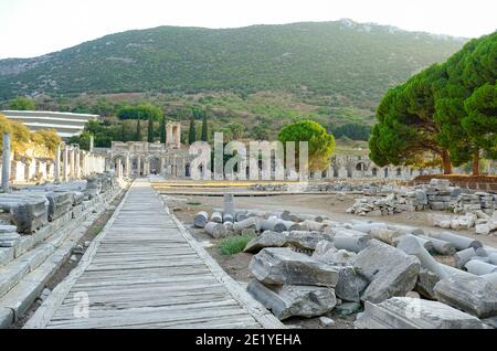 Ephesus Ancient City and marble structures in Izmir, Turkey - October, 2020. Stock Photo