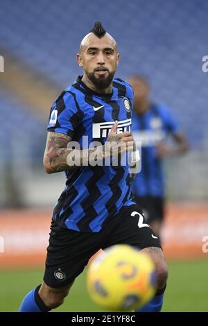 Rome, Italy. 10th Jan, 2021. ROME, ITALY - January 10 : Arturo Vidal of FC International Milan during the Serie A soccer match between AS Roma and FC International Milan at Stadio Olimpico on January 10, 2021 in Rome Italy/LiveMedia Credit: Claudio Pasquazi/LPS/ZUMA Wire/Alamy Live News Stock Photo