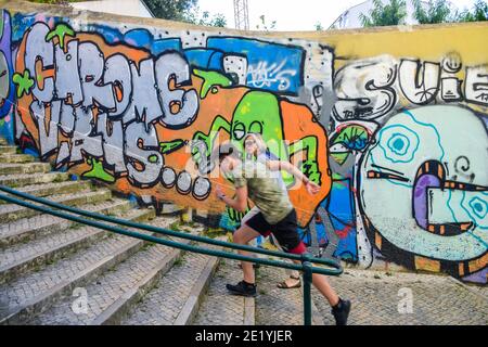 Graffiti, Alfama, Lissabon, Portugal Stock Photo