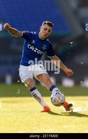 Liverpool, UK. 09th Jan, 2021. Lucas Digne of Everton during the FA Cup Third Round match between Everton and Rotherham United at Goodison Park on January 9th 2021 in Liverpool, England. (Photo by Daniel Chesterton/phcimages.com) Credit: PHC Images/Alamy Live News Stock Photo
