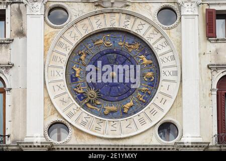 St Mark's Clock Tower renaissance building on the the Piazza San Marco in Venice, Italy Stock Photo