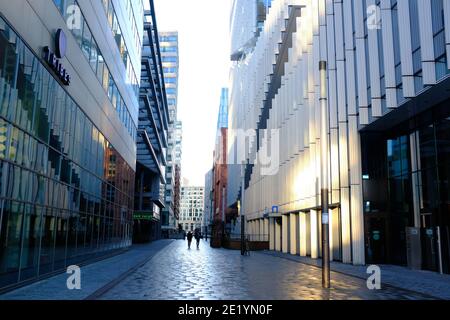 Amsterdam, Holland/the Netherlands – januari 2021: The Zuidas district in Amsterdam without tourists and locals due to the Cornoacrisis shutdown Stock Photo