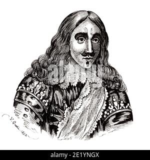 Portrait of Louis XIII the Just (1601 - 1643). King of France from 1610 to 1643. House of Bourbon. History of France, from the book Atlas de la France 1842 Stock Photo