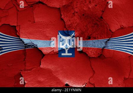 Flag of Talas region painted on cracked wall Stock Photo - Alamy