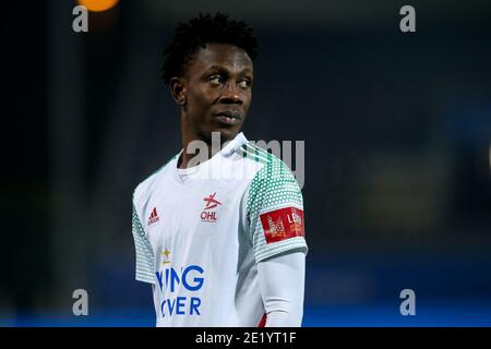 LEUVEN, BELGIUM - JANUARY 10: L-R: Kamal Sowah of OH Leuven during the Pro League match between OH Leuven and RSC Anderlecht at Stayen on January 10, Stock Photo