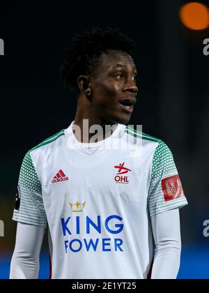 LEUVEN, BELGIUM - JANUARY 10: L-R: Kamal Sowah of OH Leuven during the Pro League match between OH Leuven and RSC Anderlecht at Stayen on January 10, Stock Photo